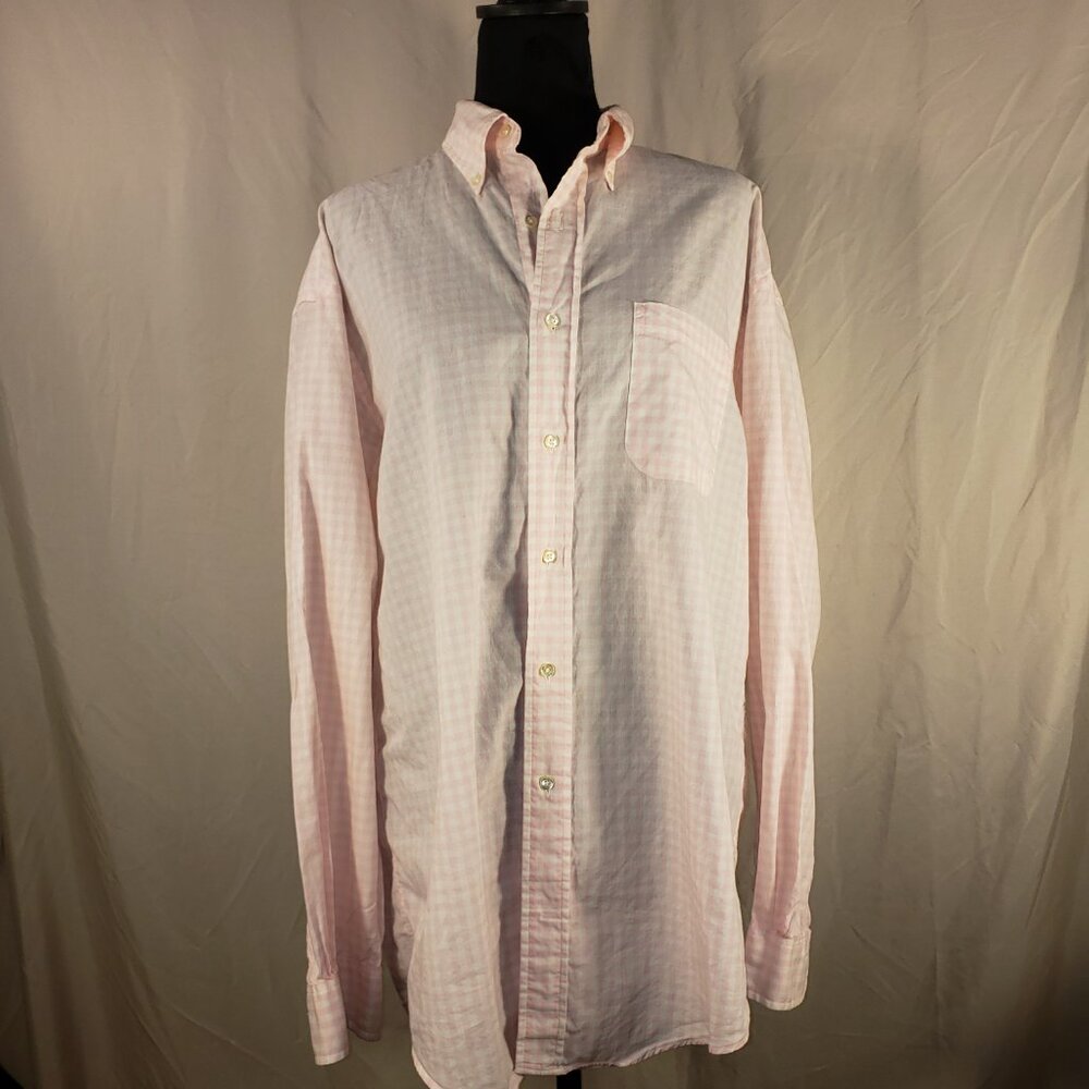 Brooks Brothers Pink Gingham Relaxed Fit Button-Down Shirt 16-4 - Picture 2 of 5